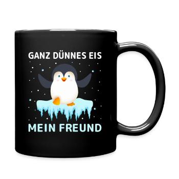 Dünnes Eis Pinguin - Tasse einfarbig - Schwarz - Rechts