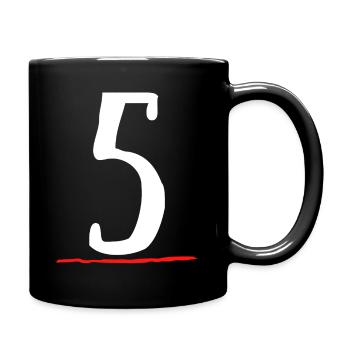 5 five underlined red line - Full Colour Mug - black - Right