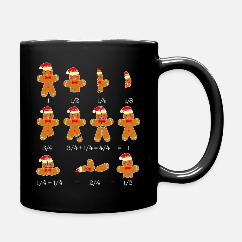 Lebkuchenmann Brüche Mathe Nerd Weihnachten Xmas - Tasse einfarbig - Schwarz