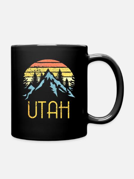Vintage UT Utah Mountains Outdoor Adventure - Full Colour Mug - black