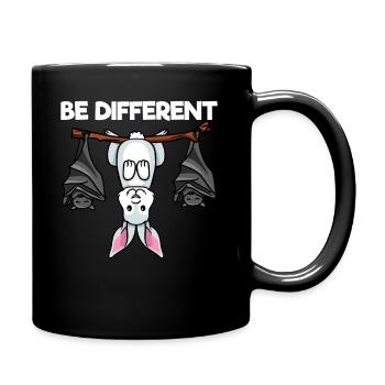Soyez différent Lapin Lapin avec des chauves-souris - Mug uni - noir - Droite
