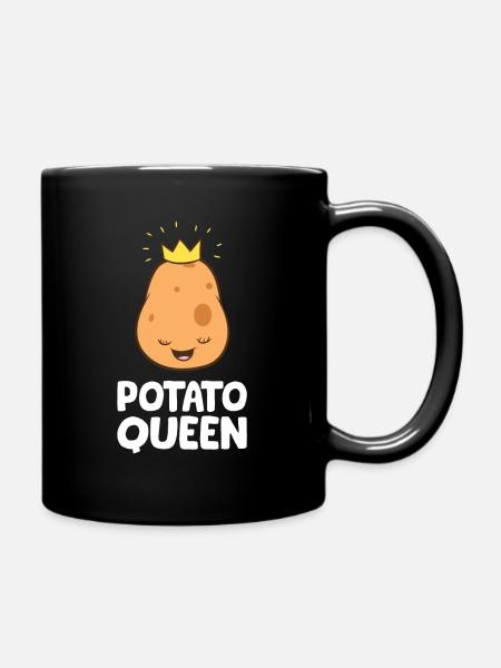 Funny Potato Lover Potato Queen - Full Colour Mug - black