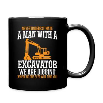 A Man With A Excavator Construction Vehicle Digger - Full Colour Mug - black - Right