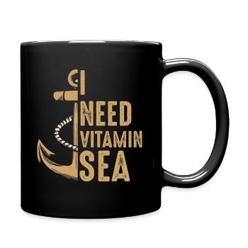 I Need Vitamin Sea - Tasse einfarbig - Schwarz - Rechts
