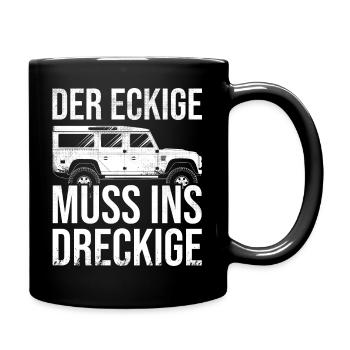 Defender D110 Geländewagen Offroad lustiger Spruch - Tasse einfarbig - Schwarz - Rechts