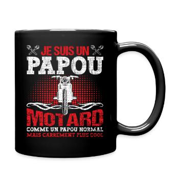 Drôle Papou Motard Grand Père Moto Papy - Mug uni - noir - Droite