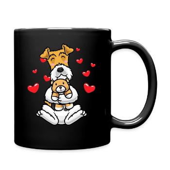 Kawaii Fox Terrier Dog Cuddly Toy Wire Hair - Full Colour Mug - black - Right