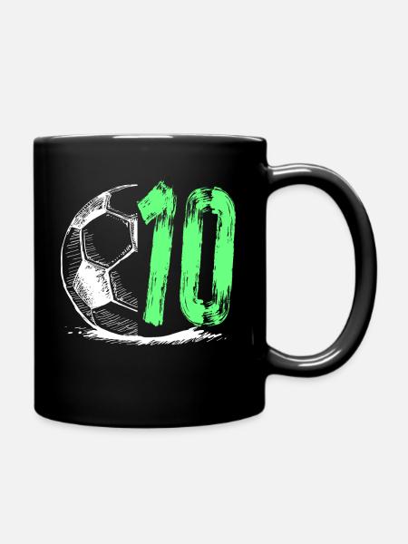 Fußball Geburtstag 10 Jahre - Tasse einfarbig - Schwarz