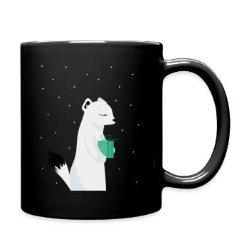 White ermine Christmas - Full Colour Mug - black - Right