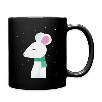 White Mouse Christmas - Full Colour Mug - black - Right