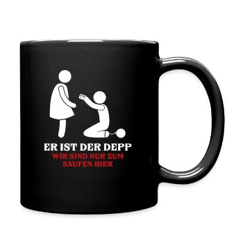 Er ist der Depp Outfit Männer Junggesellenabschied - Tasse einfarbig - Schwarz - Rechts
