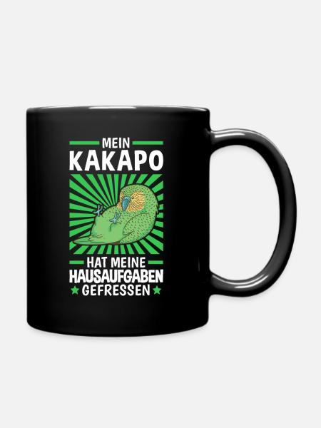 Kakapo Hausaufgaben flugunfähiger Papagei - Tasse einfarbig - Schwarz