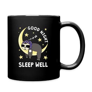 Lazy Sleeping Sloth Moon Good Night Shirt - Full Colour Mug - black - Right
