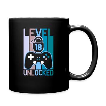 18th Birthday Level 18 of legal age Gift - Full Colour Mug - black - Right