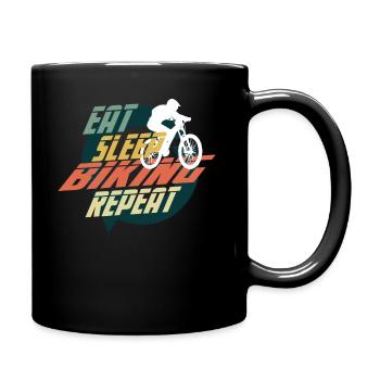 EAT SLEEP BIKING REPEAT - Full Colour Mug - black - Right