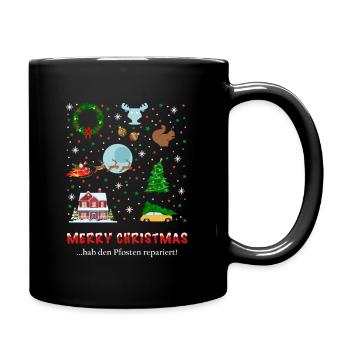 XMAS Merry Christmas Weihnachten Schöne Bescherung - Tasse einfarbig - Schwarz - Rechts