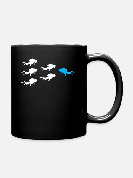 Gegen den Strom schwimmen Taucher - Tasse einfarbig - Schwarz