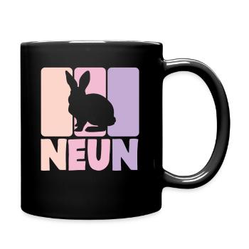 9. Geburtstag Mädchen 9 Jahre Kaninchen Hase - Tasse einfarbig - Schwarz - Rechts