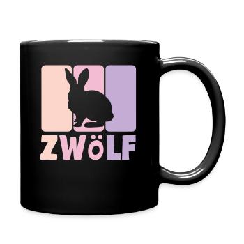12. Geburtstag Mädchen 12 Jahre Kaninchen Hase - Tasse einfarbig - Schwarz - Rechts