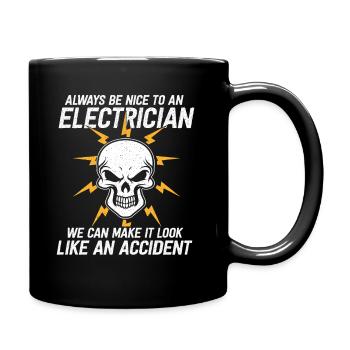 Electrician Skull Always Be Nice - Full Colour Mug - black - Right