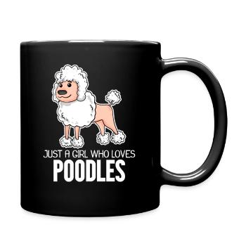 Pudel Hund - Tasse einfarbig - Schwarz - Rechts