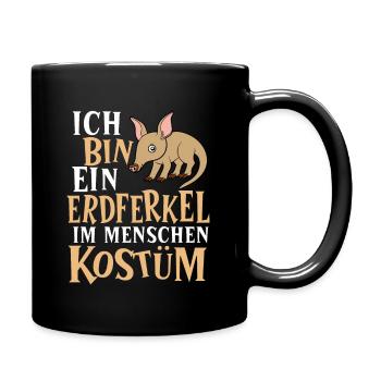 Erdferkel im Menschen Kostüm - Tasse einfarbig - Schwarz - Rechts