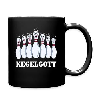 Bowling Bowlingkegel Kegelgott Spruch Kegelclub - Tasse einfarbig - Schwarz - Rechts