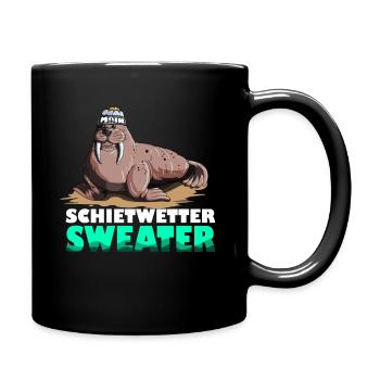Walross Leuchtturm Norddeutsche Schietwetter - Tasse einfarbig - Schwarz - Rechts
