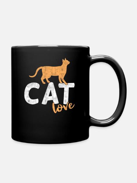 Katzenbesitzer Katzenliebe - Tasse einfarbig - Schwarz