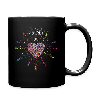 Konfetti im Herzen Karneval Kostüm - Tasse einfarbig - Schwarz - Rechts