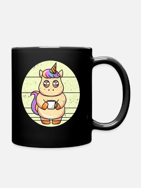 Coffee Unicorn Unicorn Holding A Coffee Cup - Tasse einfarbig - Schwarz