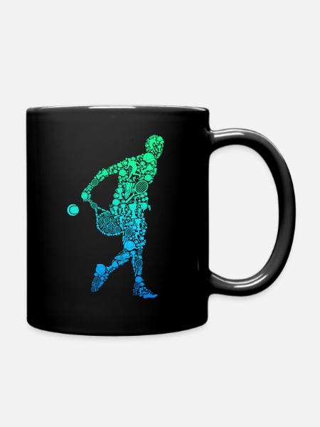 Tennis Tennisspieler Herren Jungen Kinder - Tasse einfarbig - Schwarz