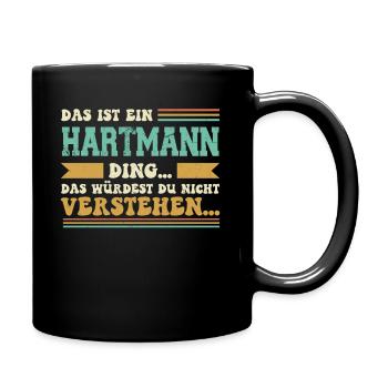 Familienname Hartmann - für Familie Hartmann - Tasse einfarbig - Schwarz - Rechts