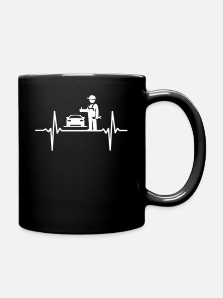 Herzschlag KFZ Mechatroniker Auto Mechaniker Puls - Tasse einfarbig - Schwarz