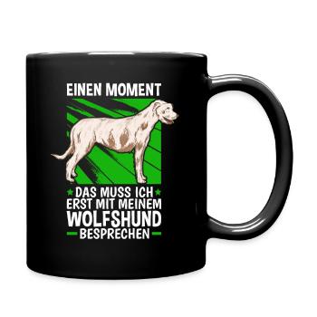 Mit meinem Wolfshund besprechen Irish Wolfhound - Tasse einfarbig - Schwarz - Rechts