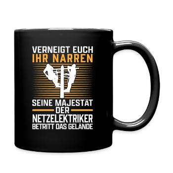 Seine Majestät der Netzelektriker Elektriker - Tasse einfarbig - Schwarz - Rechts