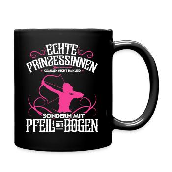 Echte Prinzessinen Kommen Mit Pfeil Und Bogen - Tasse einfarbig - Schwarz - Rechts