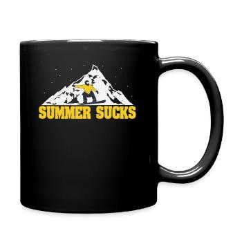 Summer Sucks Verschneite Berge Snowboard - Tasse einfarbig - Schwarz - Rechts