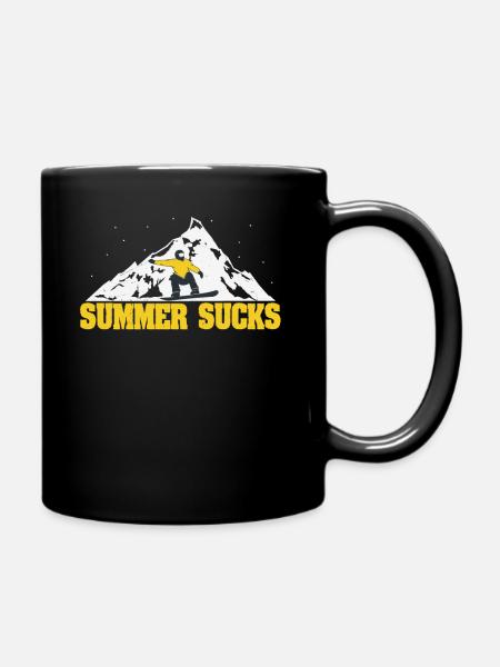 Summer Sucks Verschneite Berge Snowboard - Tasse einfarbig - Schwarz