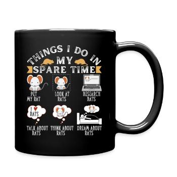 6 Dinge, die ich in meiner Freizeit mache, streichle mein Rattengeschenk - Tasse einfarbig - Schwarz - Rechts