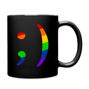 Retro Emoji Zwinker Queer - Tasse einfarbig - Schwarz - Rechts