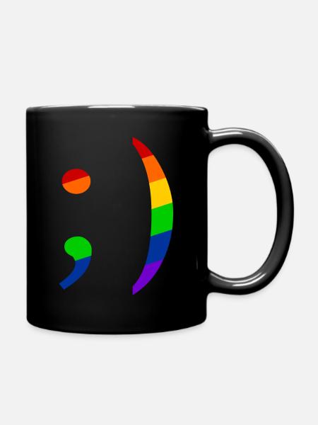 Retro Emoji Zwinker Queer - Tasse einfarbig - Schwarz