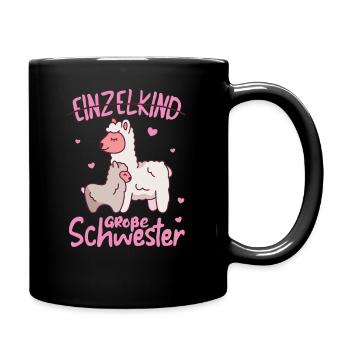 Ich werde große Schwester 2022 für Geschwister - Tasse einfarbig - Schwarz - Rechts