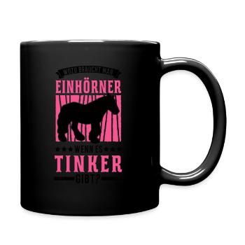 Irish Tinker Pferd Einhorn Tinker - Tasse einfarbig - Schwarz - Rechts