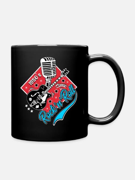 Rockabilly Guitar Rock and roll Music Rocker - Full Colour Mug - black