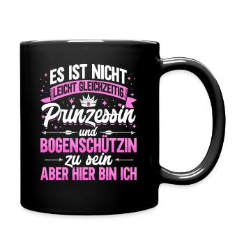 Bogenschützin Bogenschießen Geschenk Bogensport - Tasse einfarbig - Schwarz - Rechts