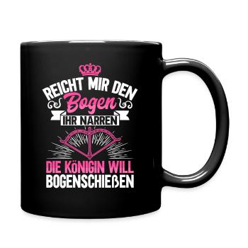 Bogenschützin Geschenk Bogenschießen Bogensport - Tasse einfarbig - Schwarz - Rechts