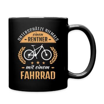 Rentner mit Fahrrad lustiger Fahrrad Spruch - Tasse einfarbig - Schwarz - Rechts