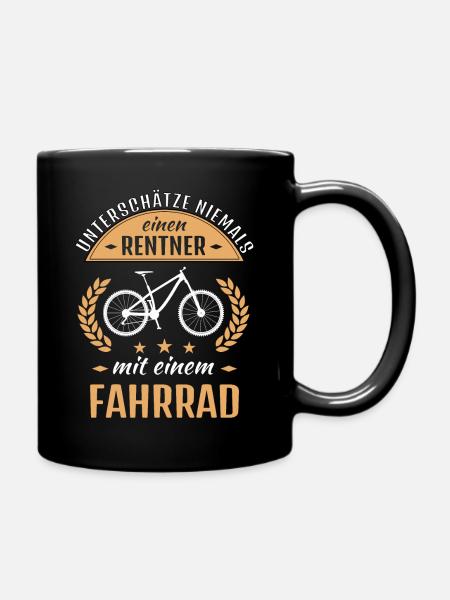 Rentner mit Fahrrad lustiger Fahrrad Spruch - Tasse einfarbig - Schwarz