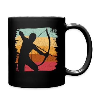 Bogenschütze Bogenschießen Bogensport - Tasse einfarbig - Schwarz - Rechts